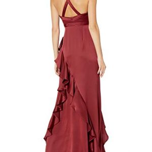 Aidan Mattox Red Satin Special Occasion Evening Dress Gown