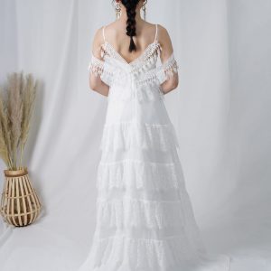 Bohemian Eyelash Lace Layers Gown