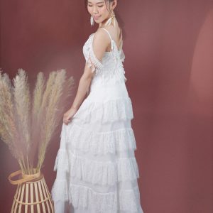 Bohemian Eyelash Lace Layers Gown