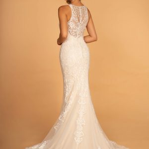 Halter Illusion Back Lace Mermaid