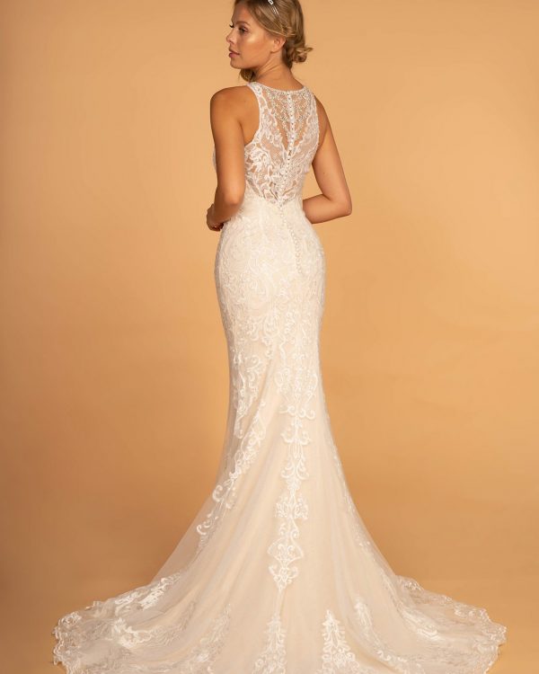 Halter Illusion Back Lace Mermaid