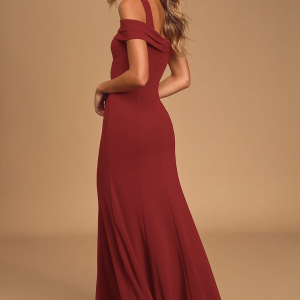 Amaze Me Wine Red Off-the-Shoulder Maxi Dress