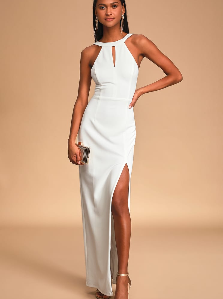 All You Need is Love White Halter Backless Maxi Dress