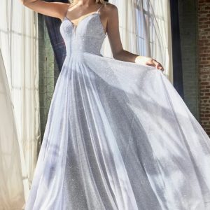 Glitter light blue ball gown