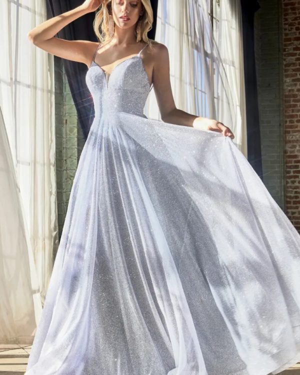 Glitter light blue ball gown