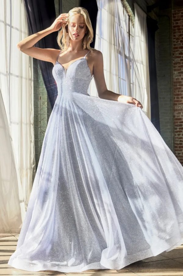 Glitter light blue ball gown