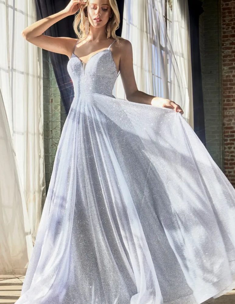 Glitter light blue ball gown