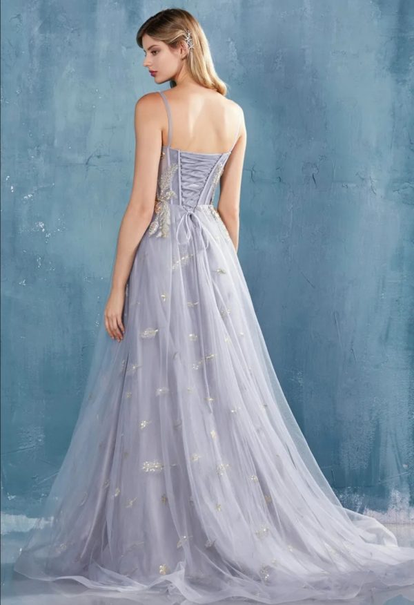 glitter light blue ball gown