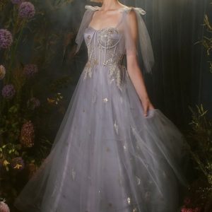 glitter light blue ball gown