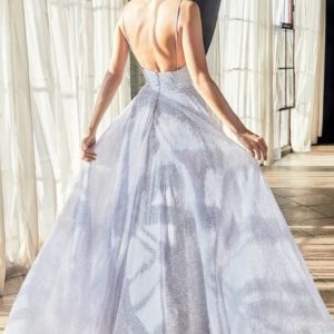 glitter light blue ball gown