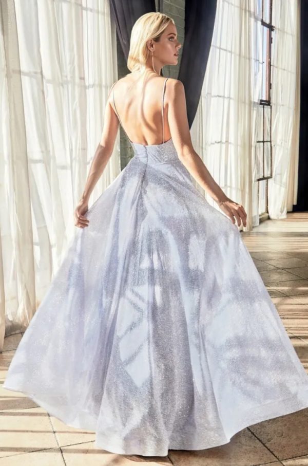 glitter light blue ball gown