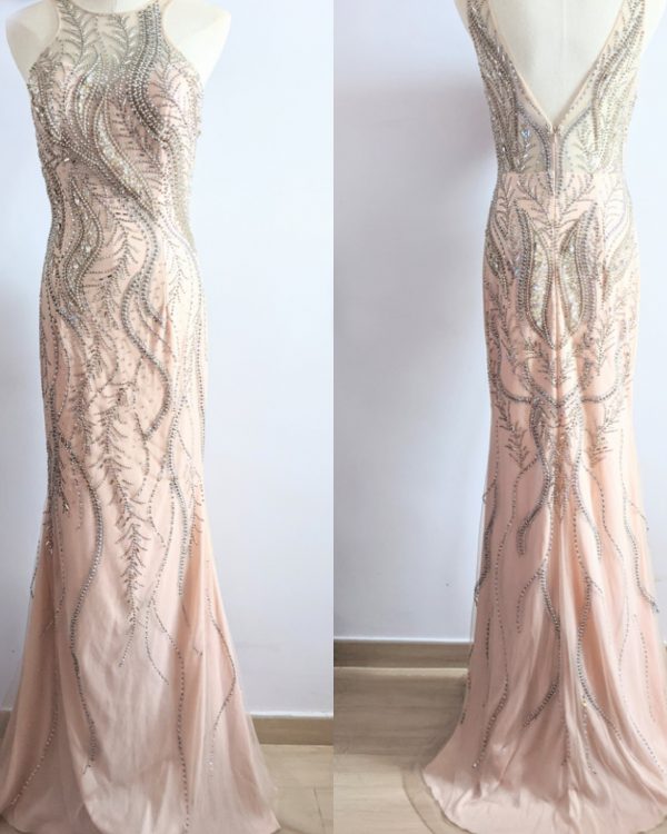 crystal mermaid long prom dress