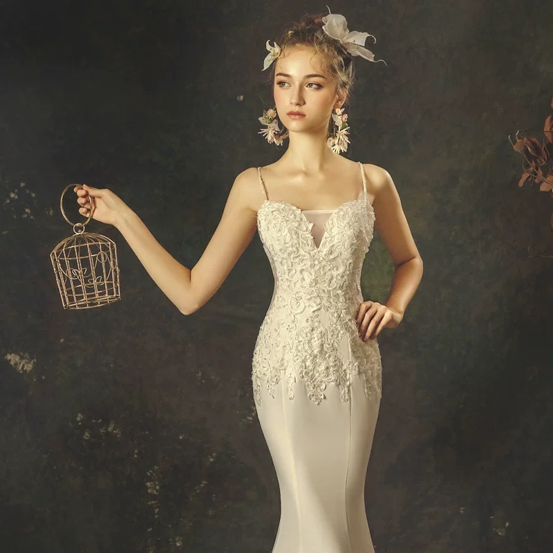 see though mermaid wedding dress