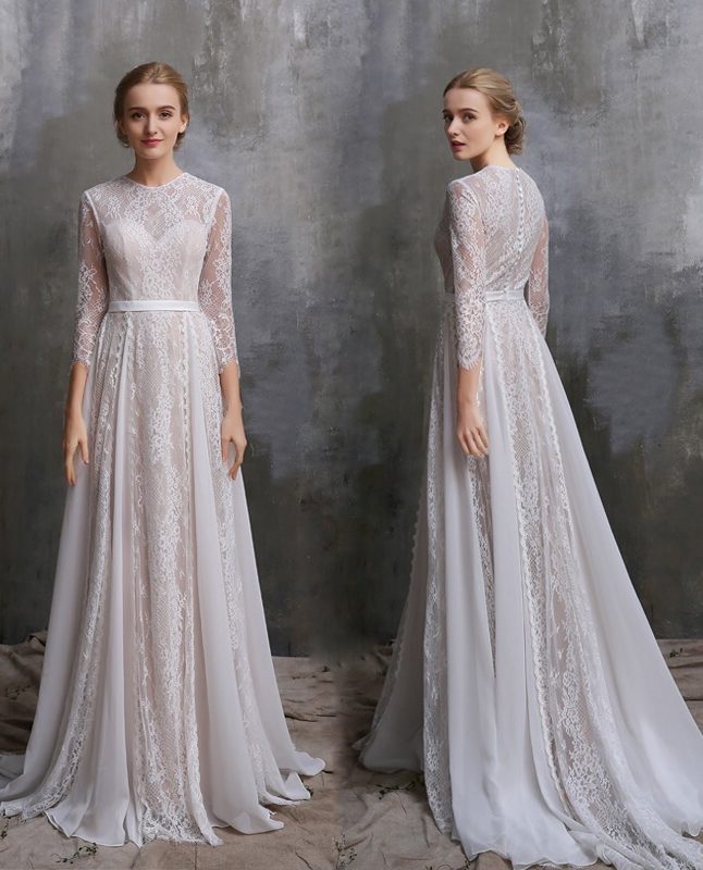 Vintage See Through Wedding Dress