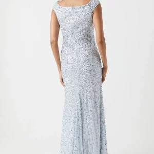 Bardot Sequin Mesh Bridesmaid Maxi Dress